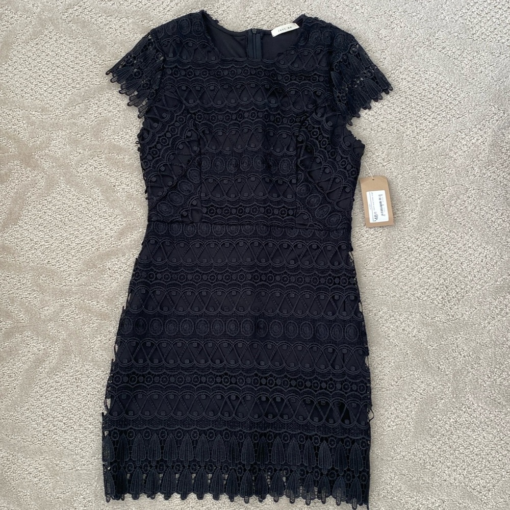 Little black dress with lace overlay